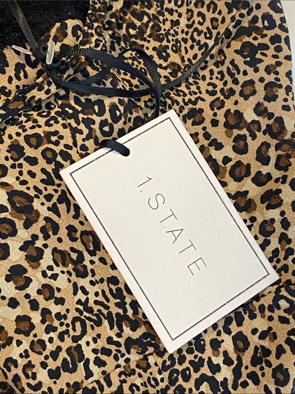 1.STATE Rebel Animal Beats Leopard Lace Trim Slip Midi Dress Size 6 NWT - Picture 12 of 16